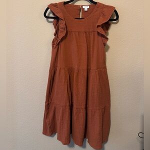 J. Crew gauze tiered ruffle sleeve dress